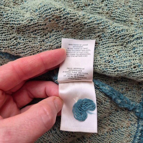 Anthropologie Knitted & Knotted Cardigan Sweater Green Beige L - Picture 8 of 14